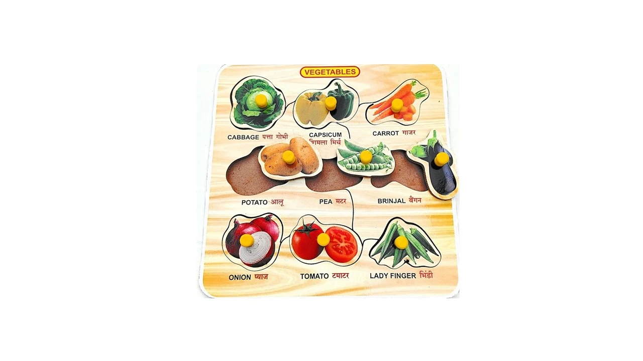 wooden knob puzzle (Vegitables)